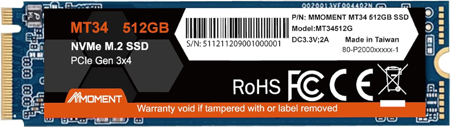 Mmoment 512GB NVMe M.2 2280 PCIe Gen 3x4, Solid State Drive Internal SSD Pack of 2