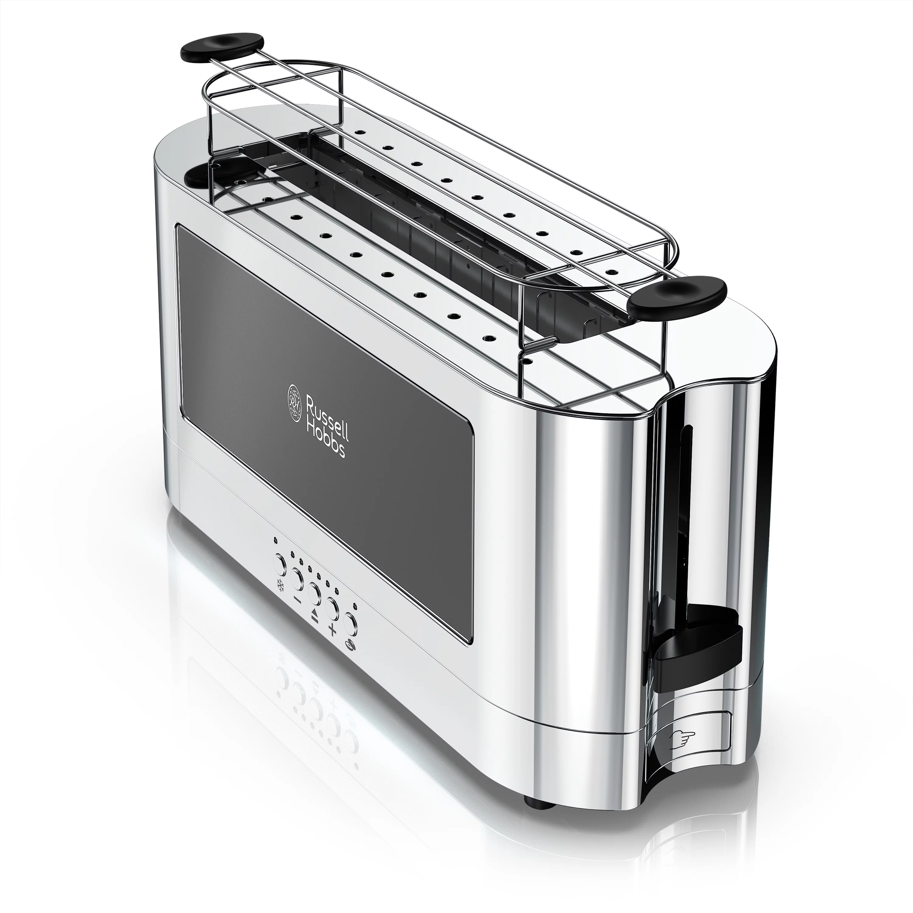 Russell Hobbs 2-Slice Glass Accent Long Toaster, Black & Silver, TRL9300BKR