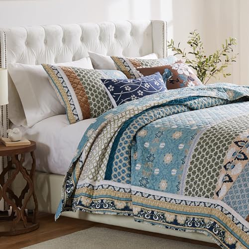 Greenland Home Thalia Quilted Bedding Set, 3-Piece Full/Queen, Blue, One Set