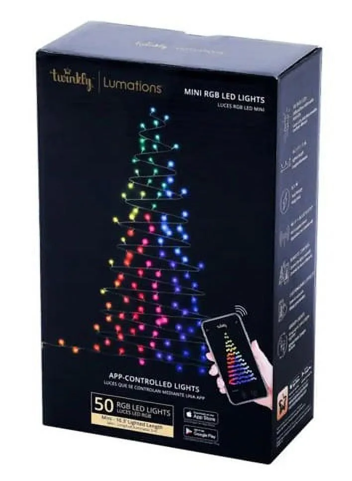 Twinkly Lumations 50 Multicolor RGB LED Wrapped Dome Christmas String Lights - App Controlled