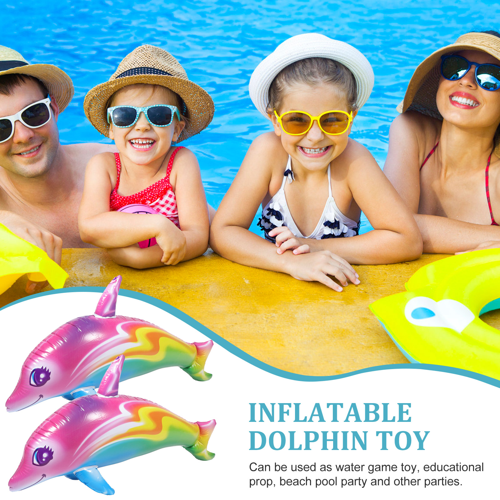 Inflatable Dolphin Toy Foil Mermaid Balloon Children Toys for Kids Large Pool Party Pvc 2 Pcs