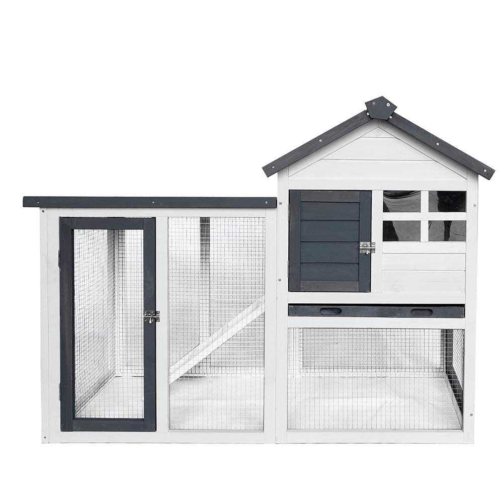 BIRASIL 48''L Rabbit Hutch Indoor Outdoor Bunny Cage Rabbit Hutch Wood House Pet Cage for Small Animals - Pet Supplies online store