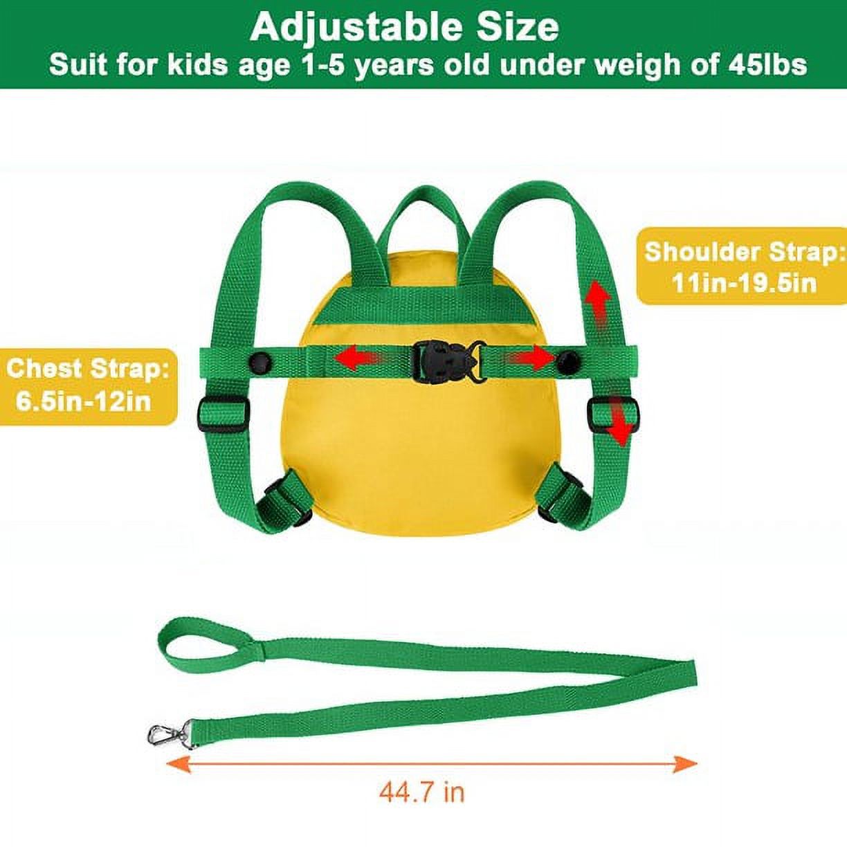 Anti Lost Toddler Backpack ,Dinosaur Backpacks, 4 in 1 Child Harness Leash Walking Wristband (Yellow)