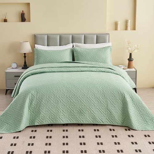 Oversized King Bedspreads 128x120 for Extra Tall/Large King or Cal King Bed Quilted Reversible Lightweight Coverlet Set 1 Quilt 2 Pillow Shams Blue