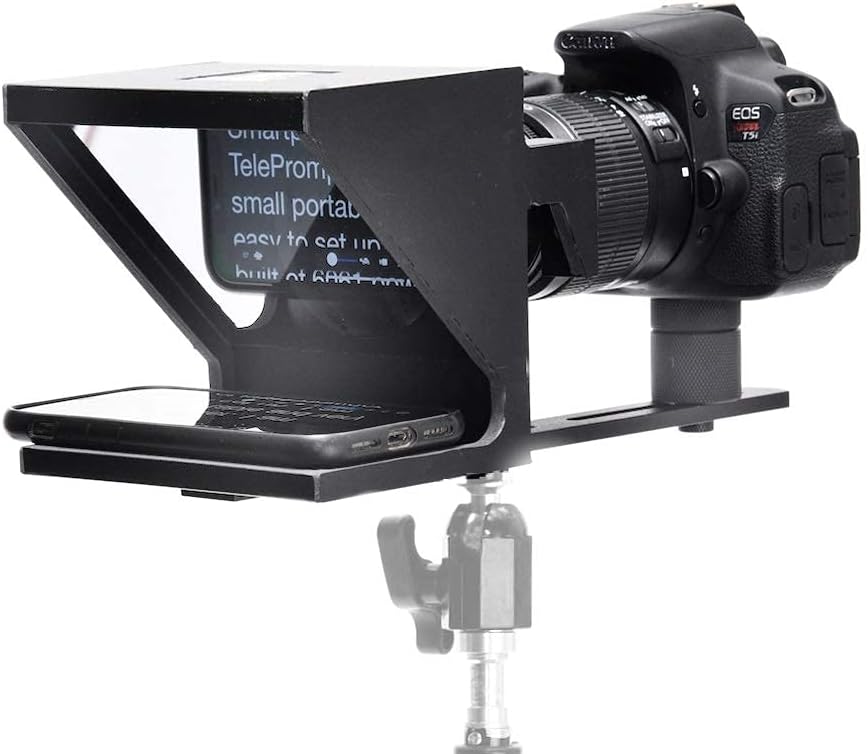 Little Prompter, The Original Compact Personal Teleprompter for Video Production. No Studio Required. Perfect for DSLRs, Webcams, and Built-in Laptop Cameras. Use with iOS or Android.
