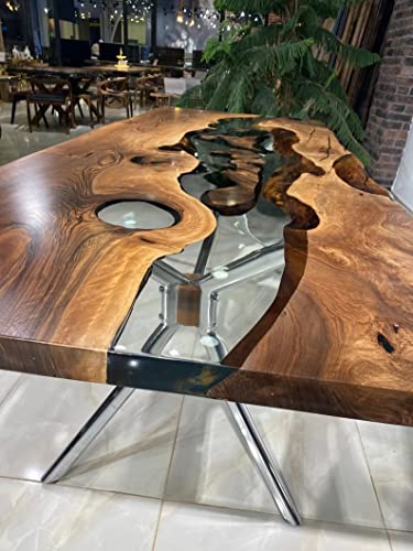 Personalized LARGE Fully Customised EPOXY TABLE, Resin River Dining Table Top for 2, 4, 6, 8, Wood Epoxy Coffee Table Top, Living Room Table Top (28.5