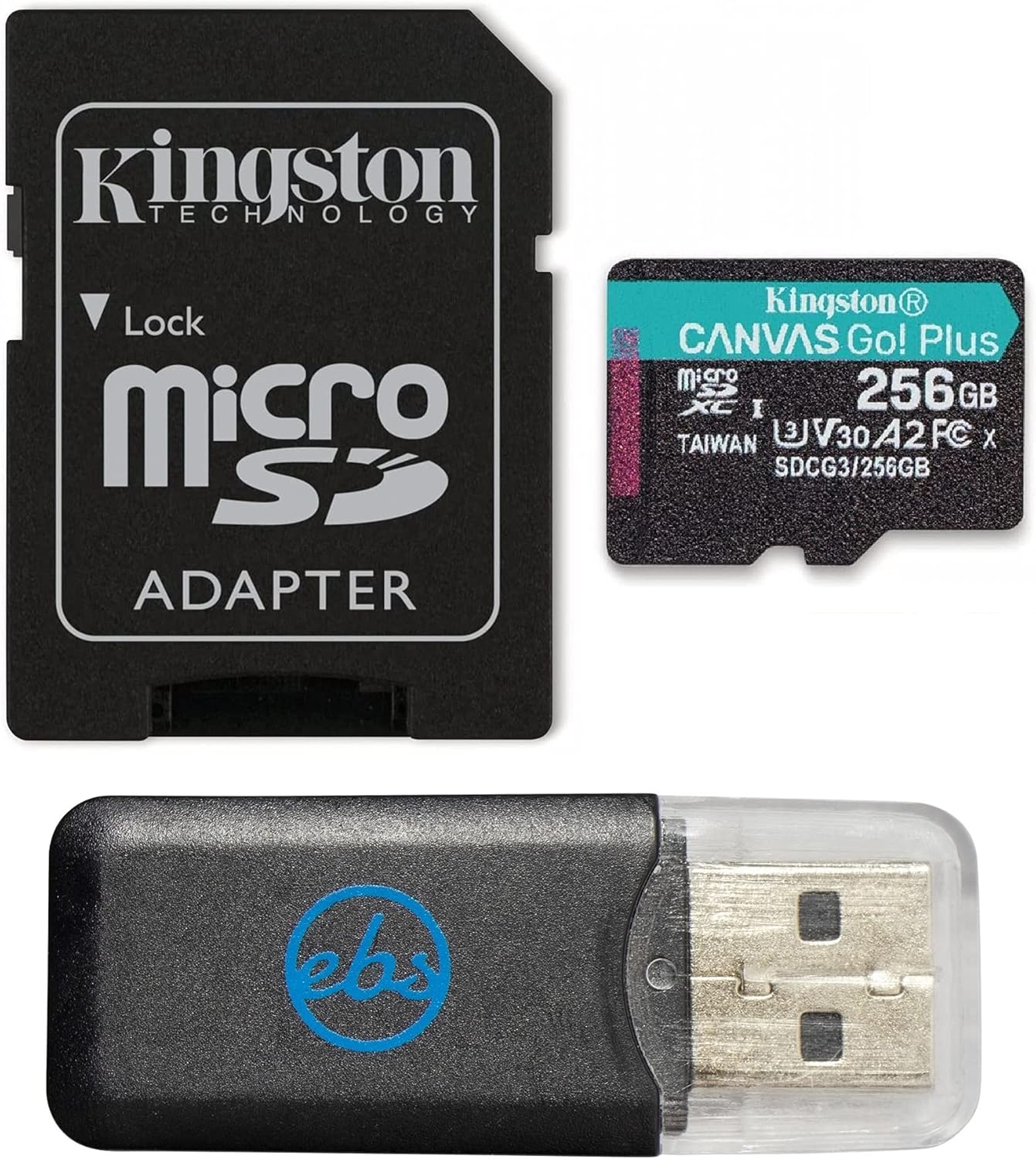 Kingston MicroSD Card 256GB Canvas Go Plus Compatible with DJI Avata 2 Mini 4K Drones to Record 4K Video (SDCG3/256GB) 170MB/s Read Speed Bundle with (1) Everything But Stromboli MicroSD Card Reader