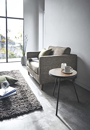 Yamazaki Home Side Table, Bedside or Coffee End Table For Living Room Or Bedroom, Modern Small Circle Pedestal Night Table, Steel + Wood, Minimal Assembly Req., Black (Black 19-3911tcx)