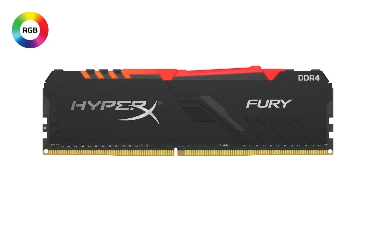HyperX Fury RGB 8GB 3600MHz DDR4 Ram CL17 DIMM 1Rx8 RGB Single Stick Desktop Memory Infared Sync Technology