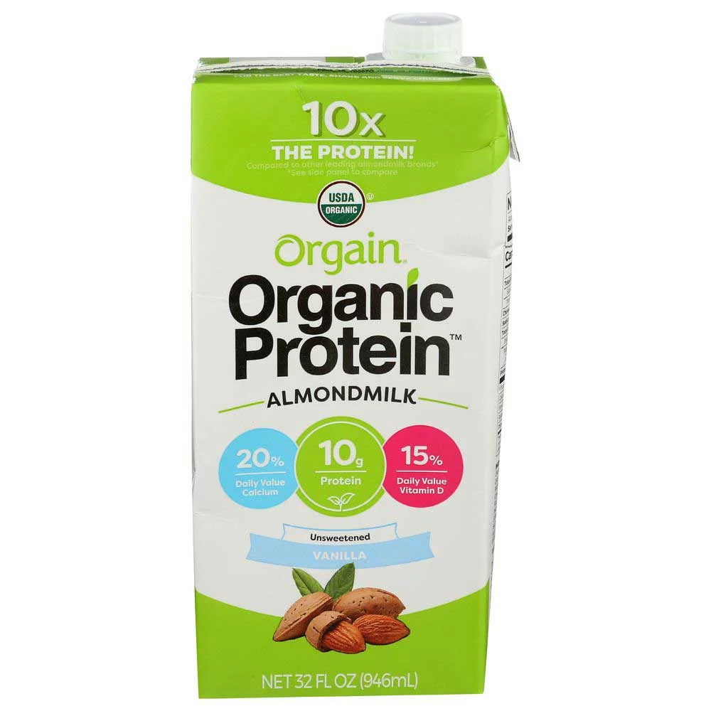 Orgain Organic Protein Unsweetened Vanilla Protein Almond Milk, 32 Fluid Ounce -- 6 per case.