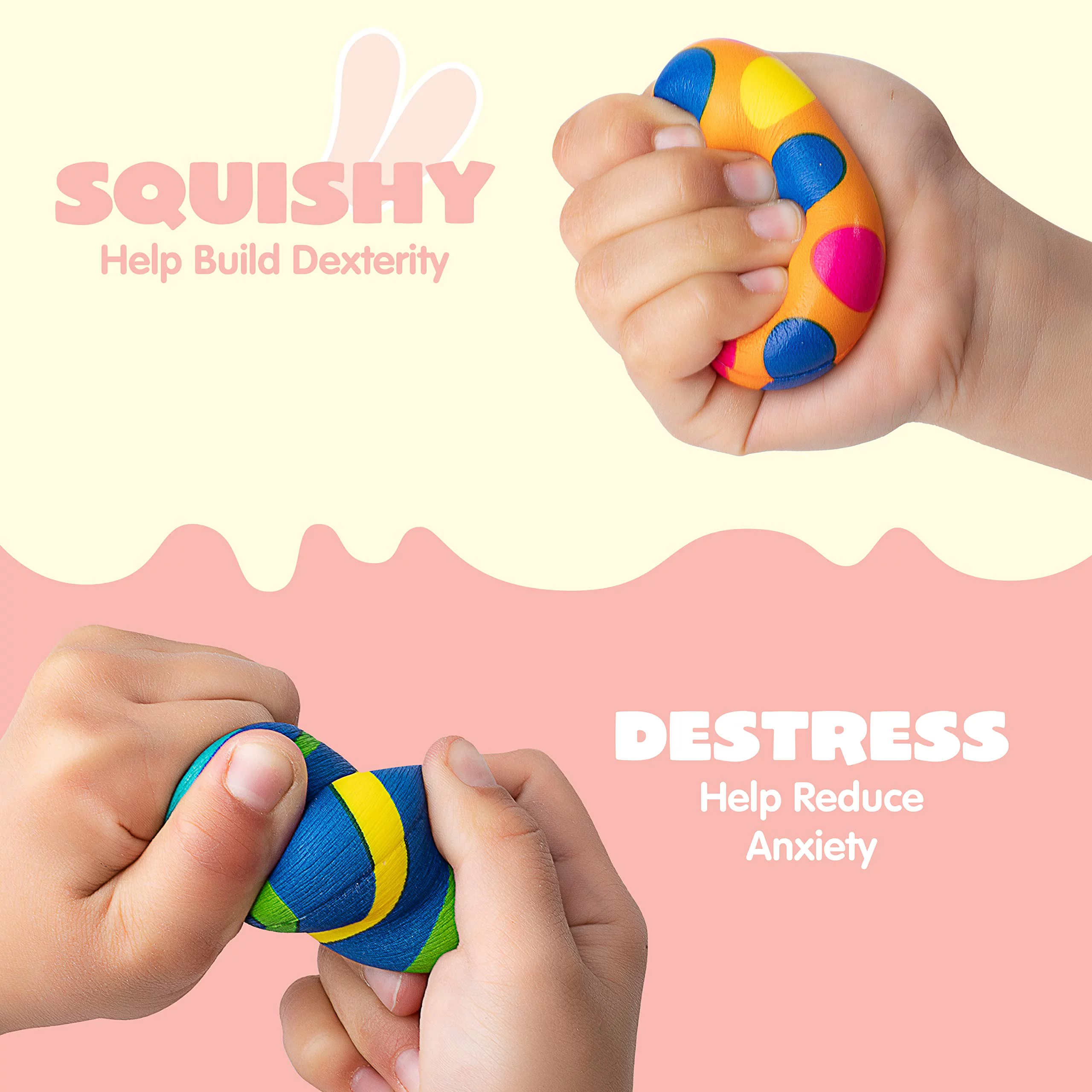 JOYIN 24 PCS Colorful Squishy Eggs for Easter Eggs Hunt, Slow Rising Stress Relief Super Soft Squishy Toys for Easter Stuffers, Easter Party Favors, Class School Exchange Gifts