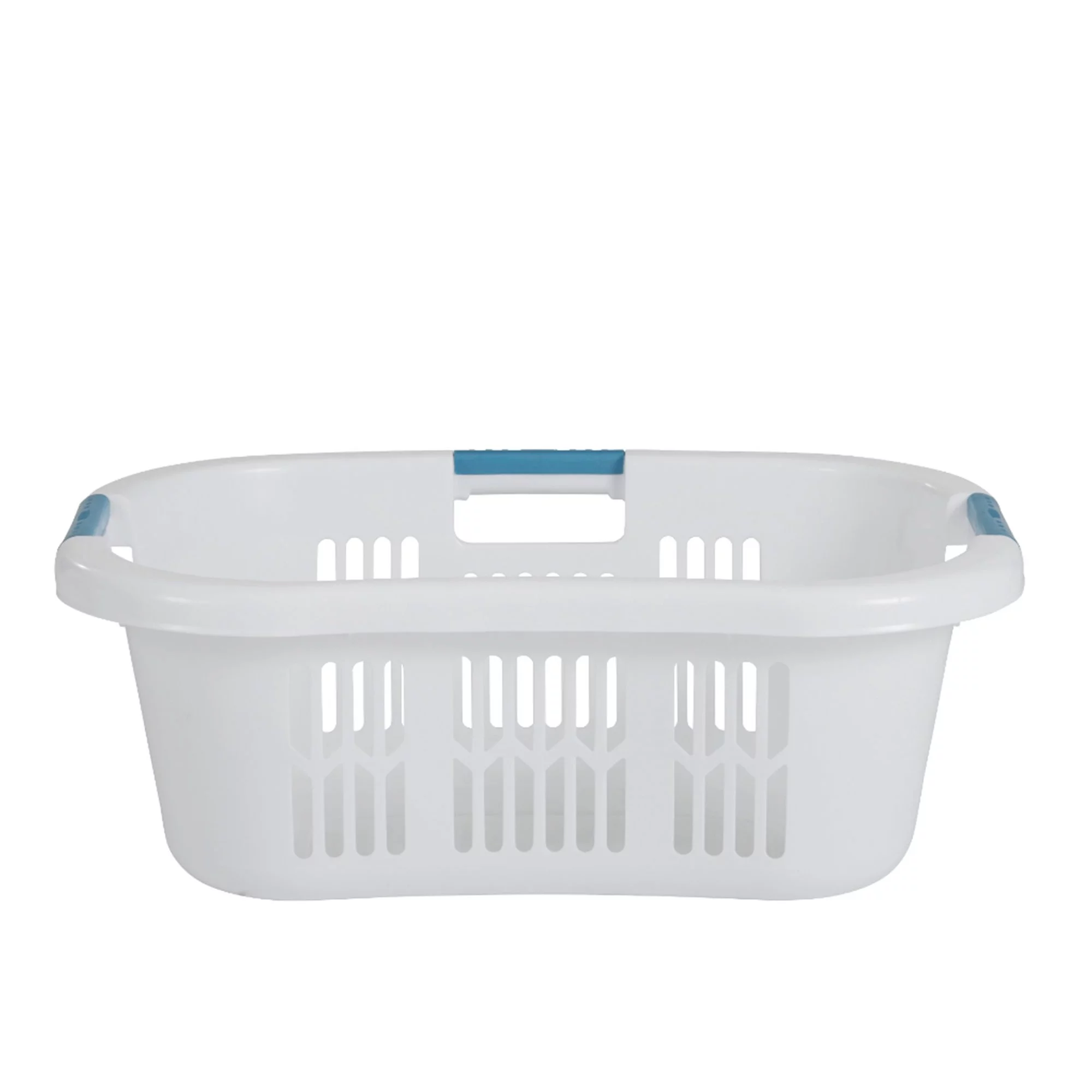 Rubbermaid 2.1 Bushel Large Hip-Hugger Portable Plastic Laundry Basket, White