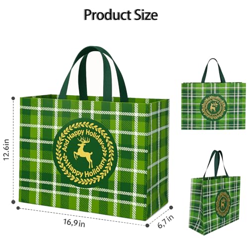habgp 20 Pack Christmas Gift Bags Assorted Sizes with Handle, Reusable Tote Gift Bags Includes 4 Large 8 Medium 8 Small, Non-Woven Christmas Bags for Gifts Xmas Party Holiday Favors