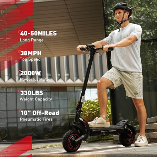 iScooter Electric Scooter Adults, 28/38 MPH Top Speed & 40/50 Miles Long Range Escooter, 10/11
