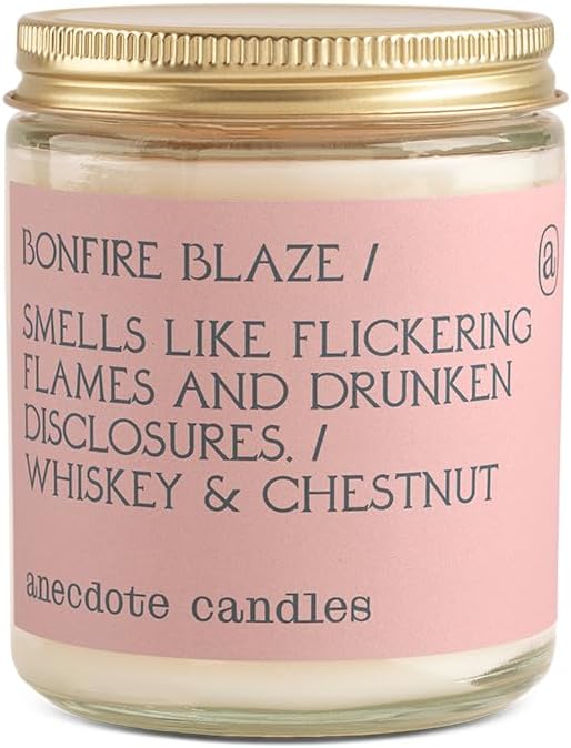 Anecdote Candles ‘Bonfire Blaze' Coconut Soy Wax Candle Jar | Premium Hand Poured & Long Burning | Whiskey & Chestnut Scent | Phthalate-Free | for Home, Office, Gift - 7.8 Oz