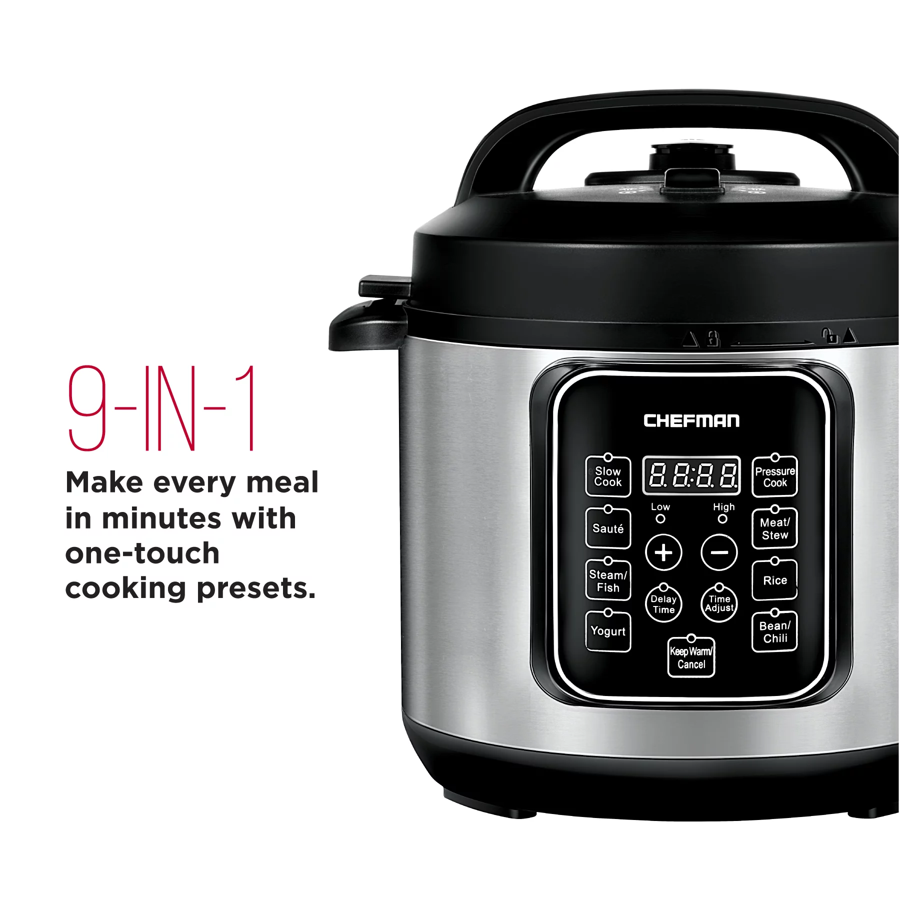 Chefman 6 Quart Electric Multicooker, 9-in-1 Programmable Pressure Cooker