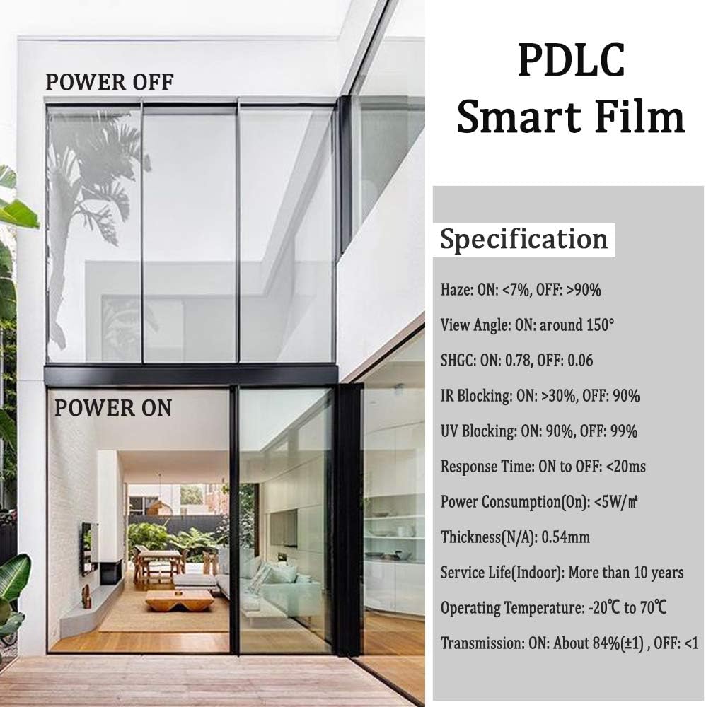 PDLC Switchable Smart Film Electric Smart Glass Film Adhesive All Day Privacy Protection Window Sticker, 6Inch x 12Inch