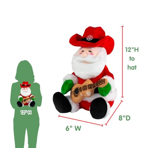 Cuddle Barn - Cowboy Kringle | Animated Musical Singing Christmas Western Santa Soft Plush Toy, 12 inches