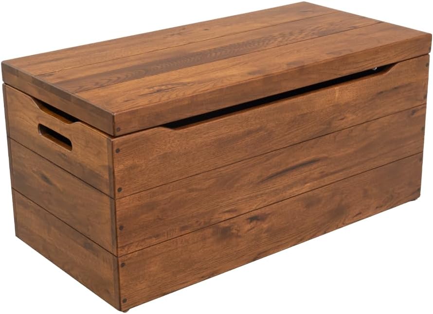 36” Wooden Storage Chest – Handmade Amish Hope Chest – Storage Trunk w/Anti-Slam Hinges – Solid Wooden Chest w/Handles – Clothing, Keepsake & Blanket Chest (Rustic Hickory Wood, Asbury Stain, 36”)