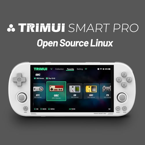 Trimui Smart Pro 4.96 inch Handheld Game Console Linux System A133P Processor 128G SD Card Support WiFi Multiplayer Online Battle (Black)