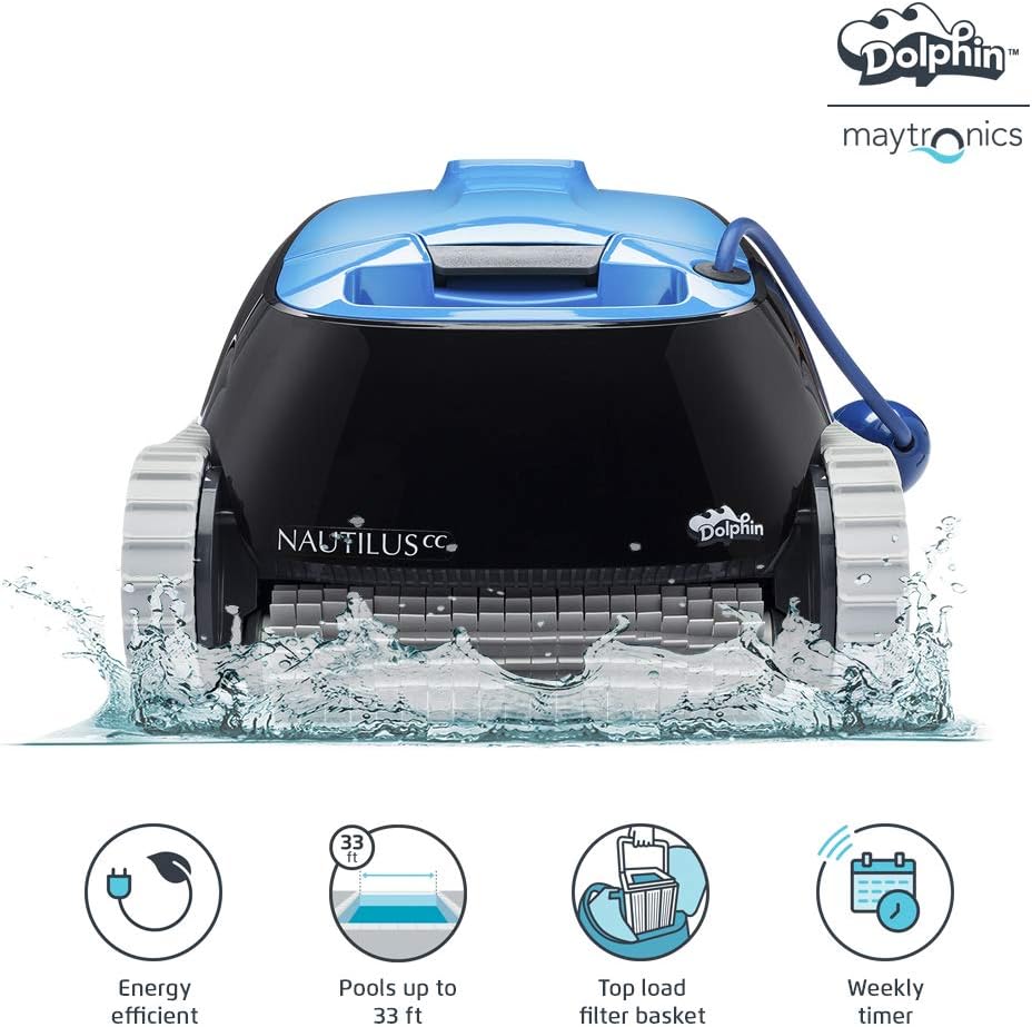 DOLPHIN Nautilus CC Automatic Robotic Pool Cleaner - Ideal for Above and In-Ground Swimming Pools up to 33 Feet - with Large Capacity Top Load Filter Basket…