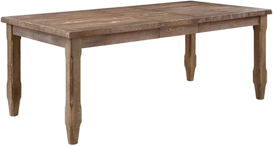 BOWERY HILL Light Brown Distressed Wood Extendable Dining Table