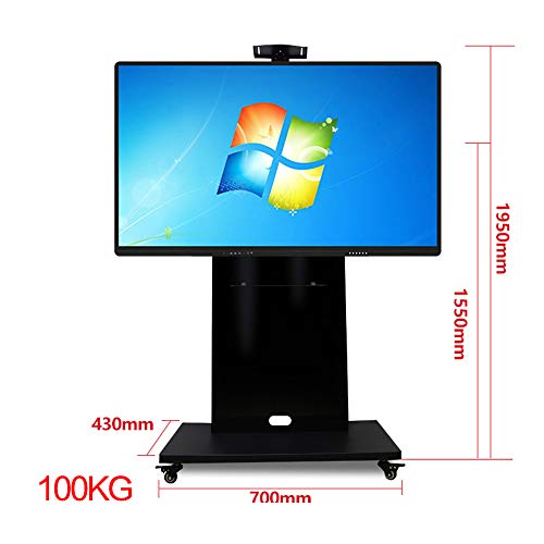 TV Floor Mount Height Adjustable TV Stand with Adjustable Shelf and Carry Brake Universal Wheels 55/65/75 Inch Universal TV 200 Lbs in Total Integrated Cable Management (H)