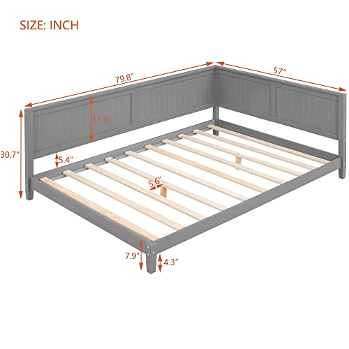 Harper & Bright Designs Full Daybed Frame, Full Size Platform Bed with Slat Support, Sturdy Wood Full Sofa Bed for Living Room, Bedroom, No Box Spring Needed (Full, White)