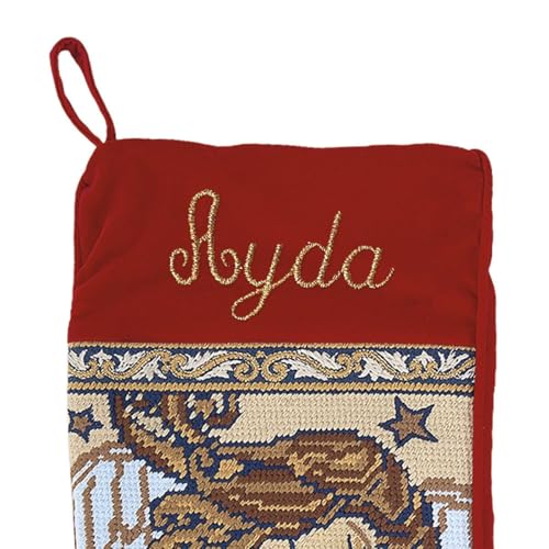 Lillian Vernon Santa Personalized Heirloom Christmas Needlepoint Stocking Stocking, 100% Wool, 9.5