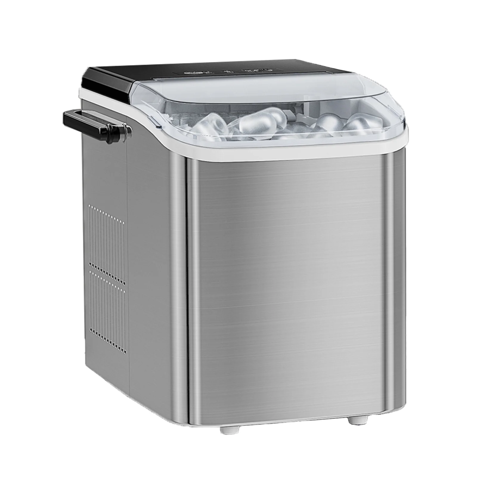 KPUY Portable 1.5L Electric Ice Maker 26.5lbs/24H Touch Control With Self-Cleaning Function Add Water & Ice Full Indicator Low Noise Silver