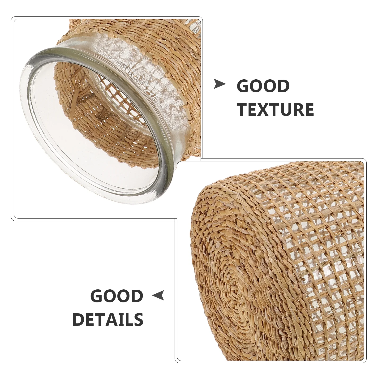 Woven Rattan Vase Glass Vase Flower Pot Vase Table Centerpiece Glass Planter