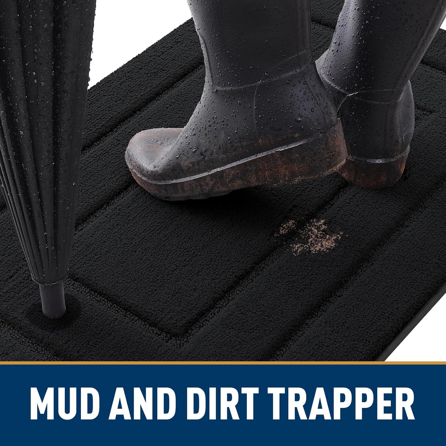 smiry Door Mat Indoor Entrance, Absorbs Moisture and Dirt Low-Profile Doormat, Indoor Dog Mat for Muddy Paws, Front Door mat for Floor Home Entryway (30x20 Inches, Black)