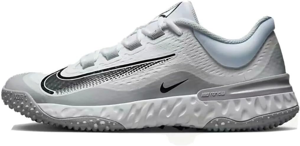 Nike Men's Alpha Huarache Elite 4 Baseball Turf Shoes, Grey/White, 10 M US