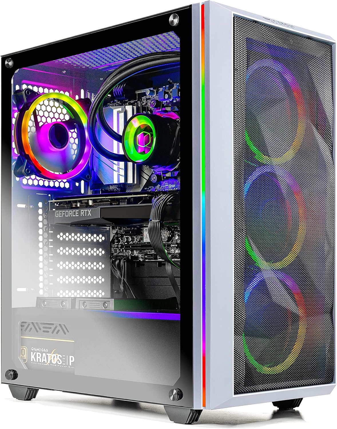 SkyTech Chronos Gaming Computer PC Desktop - AMD Ryzen 5 5600X 3.7GHz, RTX 3070 Ti 8G, 1TB Gen4 NVMe SSD, 16GB DDR4 3200, RGB Fans, 240mm AIO, AC WiFi, Windows 11 Home 64-bit, White