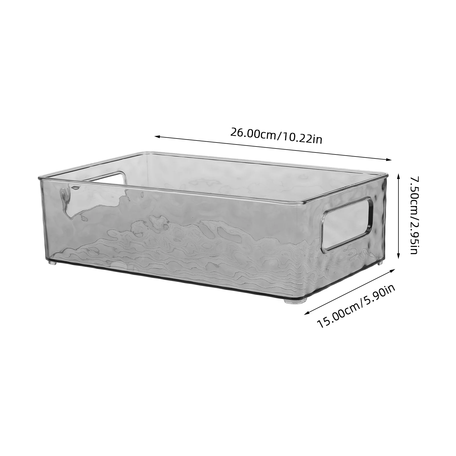 Transparent Long Plastic Storage Box for Refrigerator and Freezer Stackable Clear Organizer Bins for Kitchen and Pantry Grey