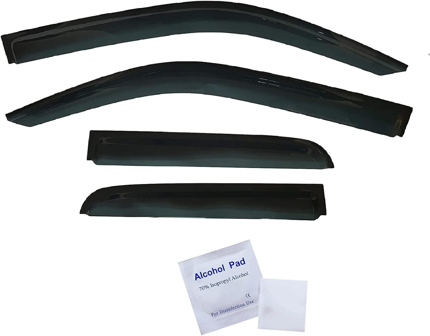 2019 - 2022 Tape-On Dark Tinted Side Window Visor Deflectors Vent Rain Guards for Dodge RAM 1500 Quad cab only 2019 2020 2021 Pack of 2