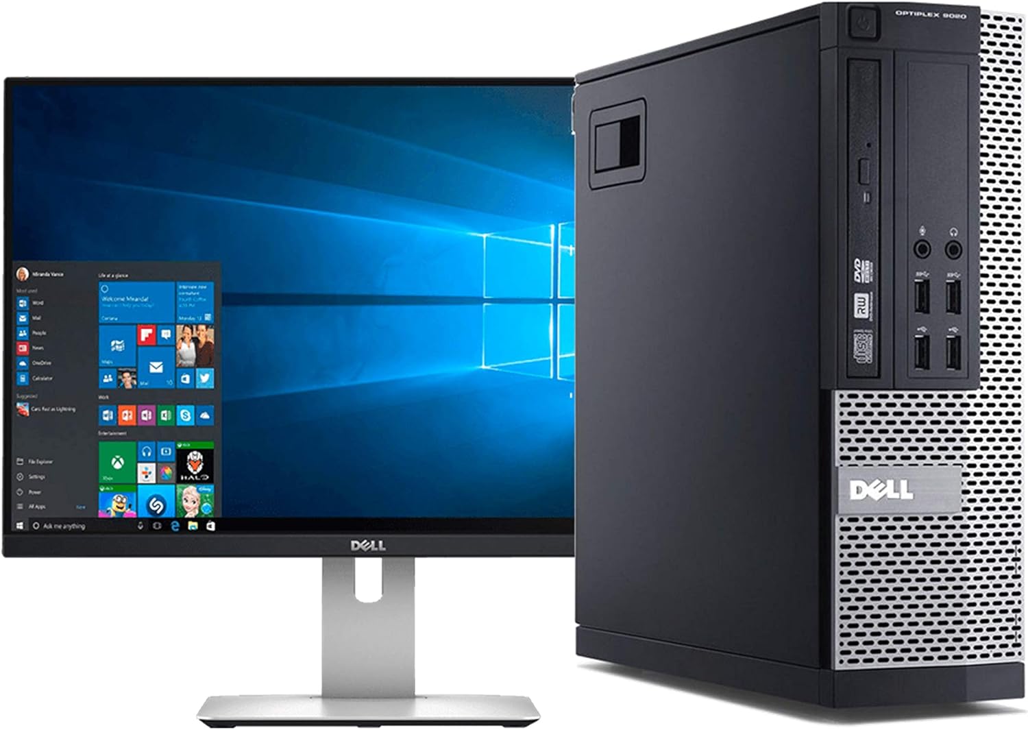 Dell Optiplex 9020 Small Form Factor Desktop PC, Intel Core i7-4770, 16GB Ram, 2TB SATA Drive + 256GB SSD WiFi, DVD-RW, 24-inch LCD, Windows 10 Pro (Renewed)