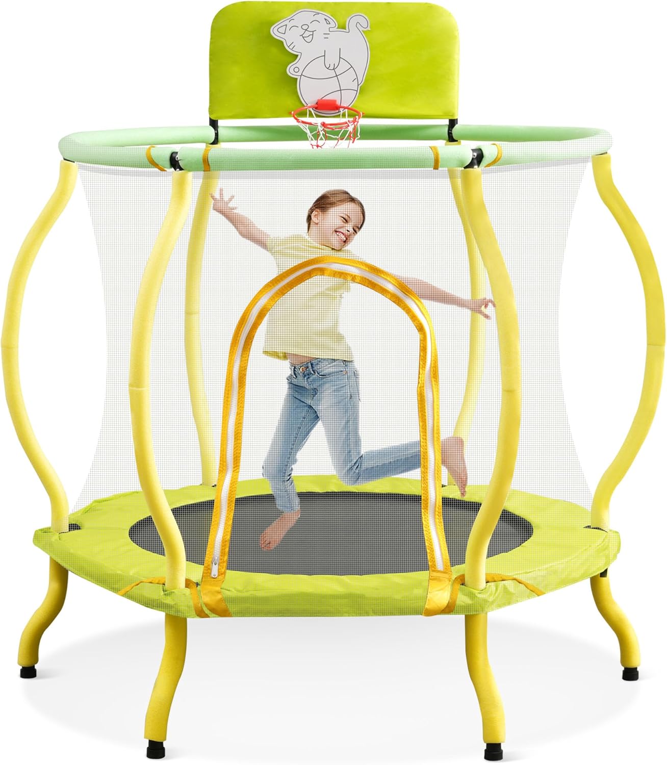 Trampoline, Portable Fitness Foldable Trampoline in-Home Mini Rebounder with Adjustable Handle, Exercise Trampoline for Kid/Adults, 40