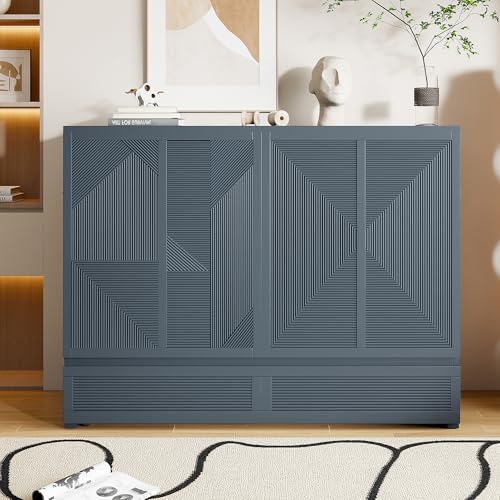 Merax Full Size Murphy Bed Cabinet with USB Charging Station and Large Storage Drawer, Foldable Pull Out Murphy Chest Bed for Apartments, Bedrooms, Studio, No Spring Box Needed, Gray