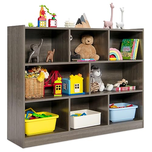 HONEY JOY Kids Toy Storage Organizer, 5-Section Storage Daycare Shelf for Preschool, Children 2-Tier Open Wooden Display Book Shelf Organizer for Classroom, Playroom & Nursery, Kindergarten(Natural)
