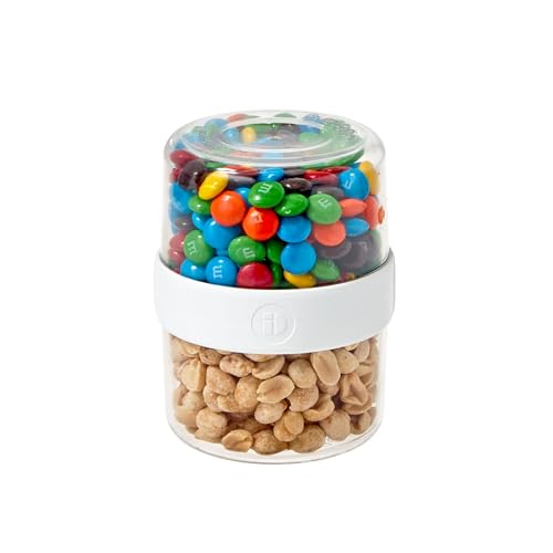 iDesign Recycled Plastic Medium Stack n’ Snack Cabinet and Pantry Storage Canister – 3.66” x 3.66” x 6.4”, Clear/White