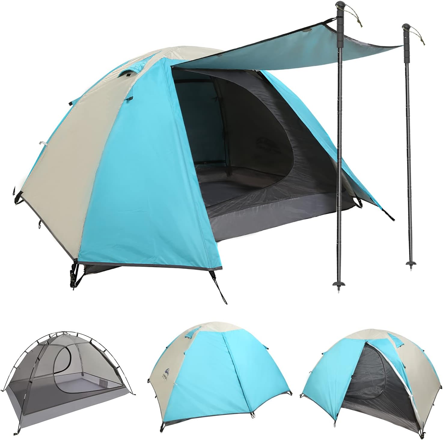 Lightweight Backpacking Tent,2 Person Ultralight Waterproof Double Layer Camping Tent Two Door Dome Camping Tent Easy Setup Tent for Family, Outdoor, Hiking and Mountaineering