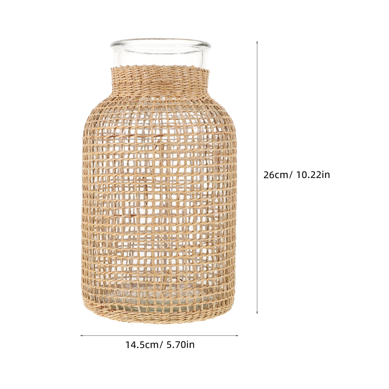 Woven Rattan Vase Glass Vase Flower Pot Vase Table Centerpiece Glass Planter