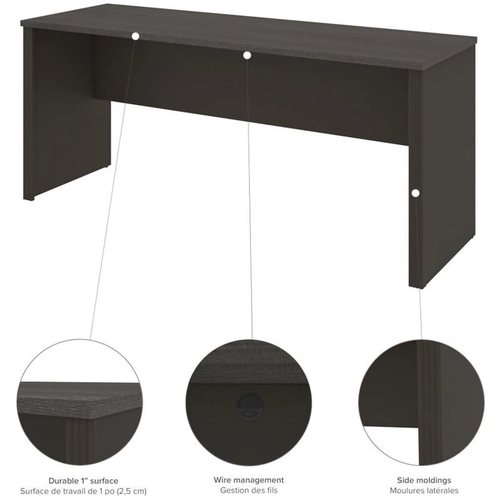 Atlin Designs 6 Piece Wood L Shaped Computer Desk with Hutch in Bark Gray