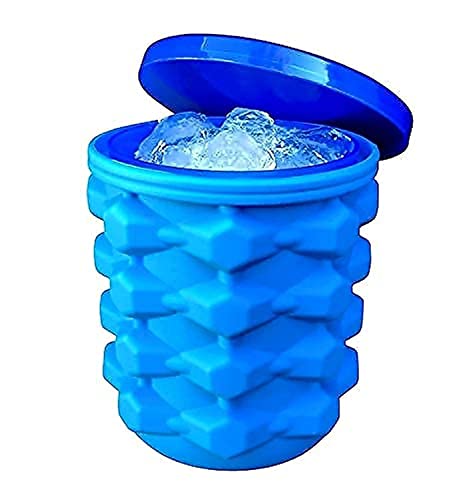 The Ultimate Ice Cube Maker Silicone Bucket with Lid Makes Small-Size Nugget Ice Chips for Soft Drinks, Crushed Ice Tray Mold, Wine Chilling Bucket Magic Ice Maker Bucket Ice Chamber Ice Cube Cylinder