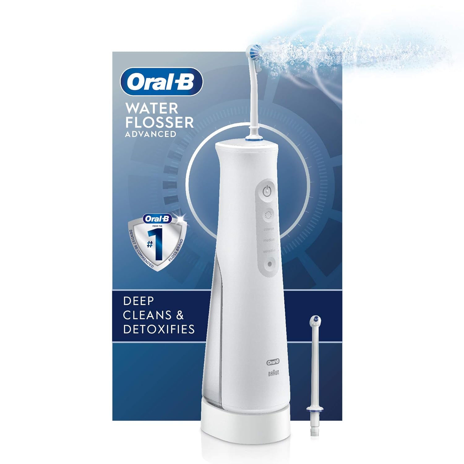 Oral-B Water Flosser Advanced, Cordless Portable Oral Irrigator Handle with 3 Nozzles Pack of 2