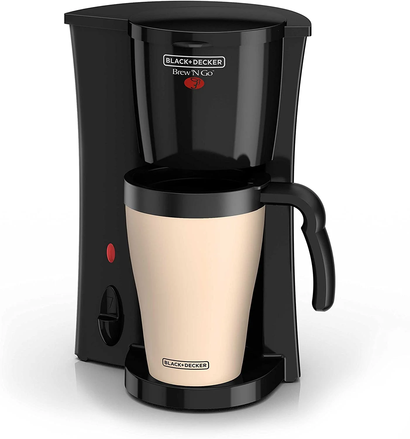 BLACK+DECKER Brew 'n Go Personal Coffeemaker with Travel Mug, Black/Beige, DCM18