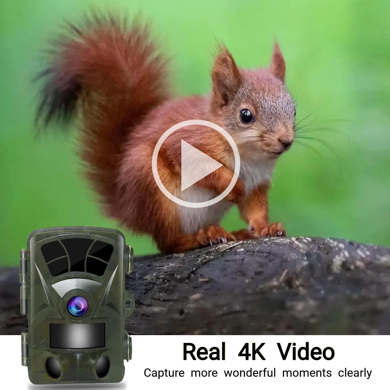 Trail Camera 4K 32MP Hunting Camera with 110° Wide Angle Wildlife Camera 0.2S Trigger Time Trail Game Camera with Night Vision 65ft Motion Activated IP66 Waterproof 2.4” LCD for Wildlife Monitoring