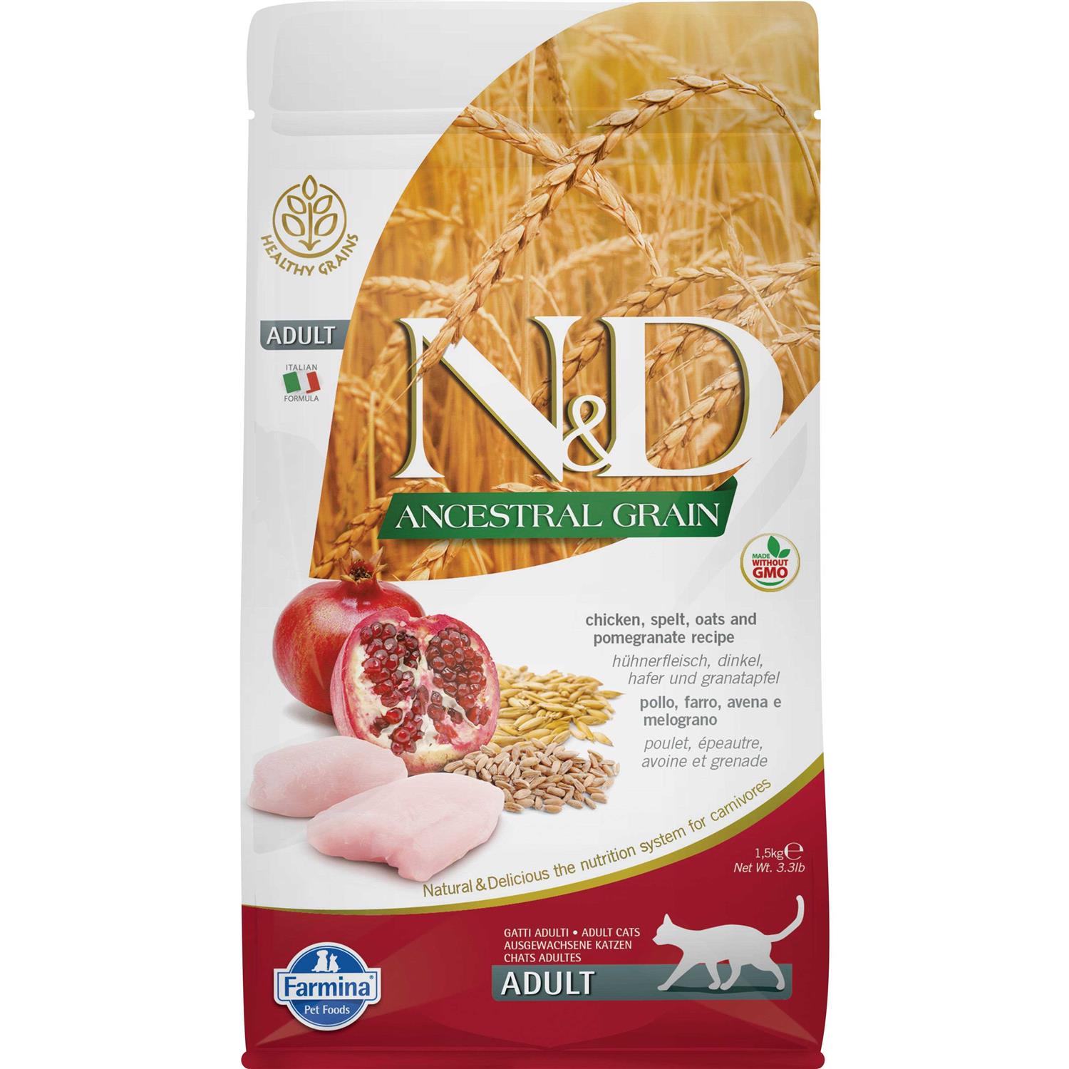 Farmina N&D Ancestral Grain Chicken & Pomegranate Adult Dry Cat Food - Pet Supplies online store