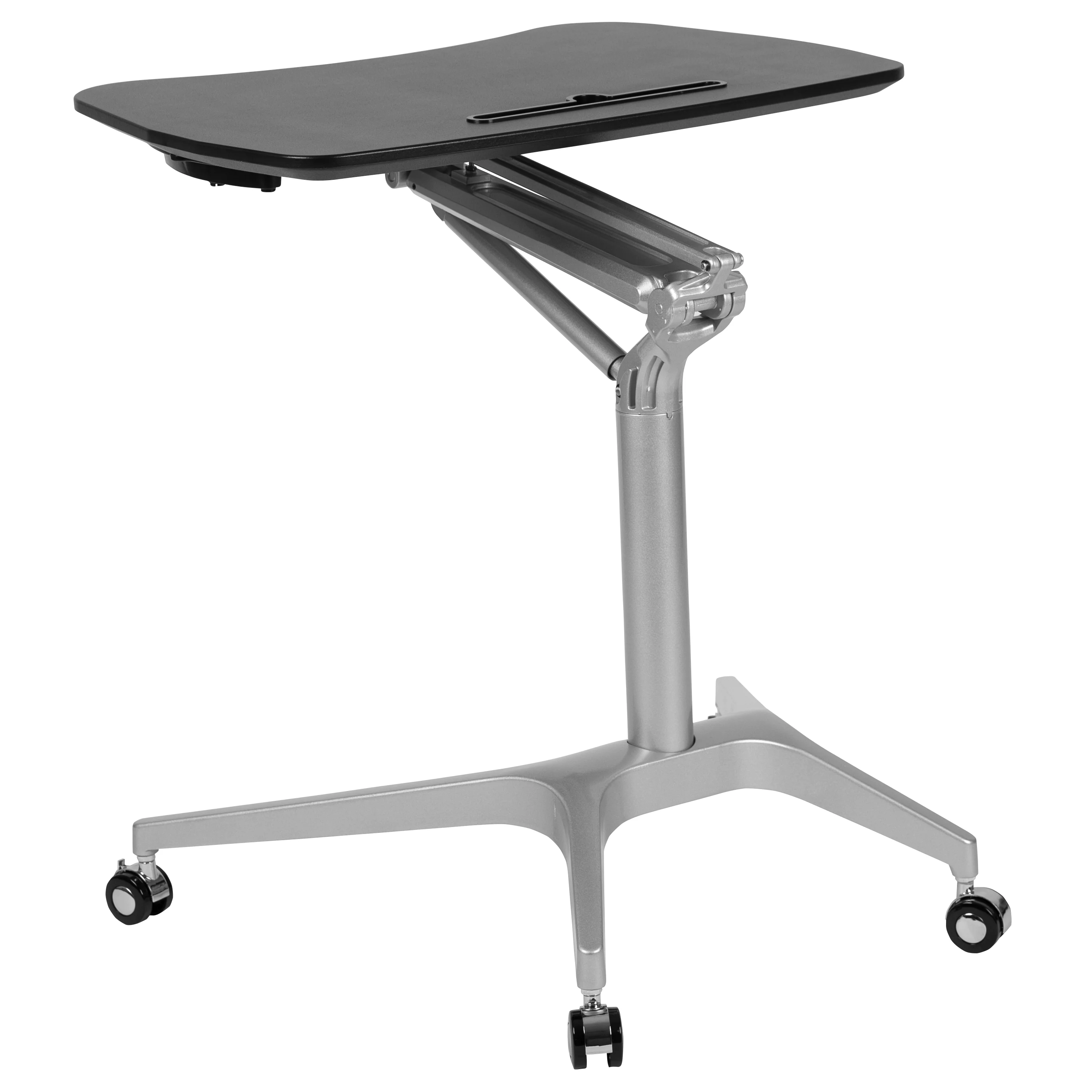 Emma + Oliver Mobile Sit-Down, Stand-Up Black Ergonomic Computer Desk - Standing Desk